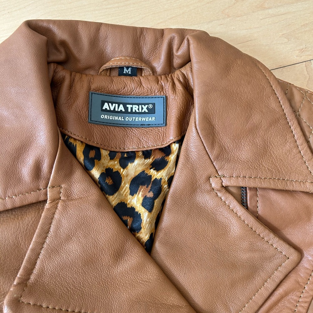 Brown Leather Biker Jacket - Picture 3 of 5
